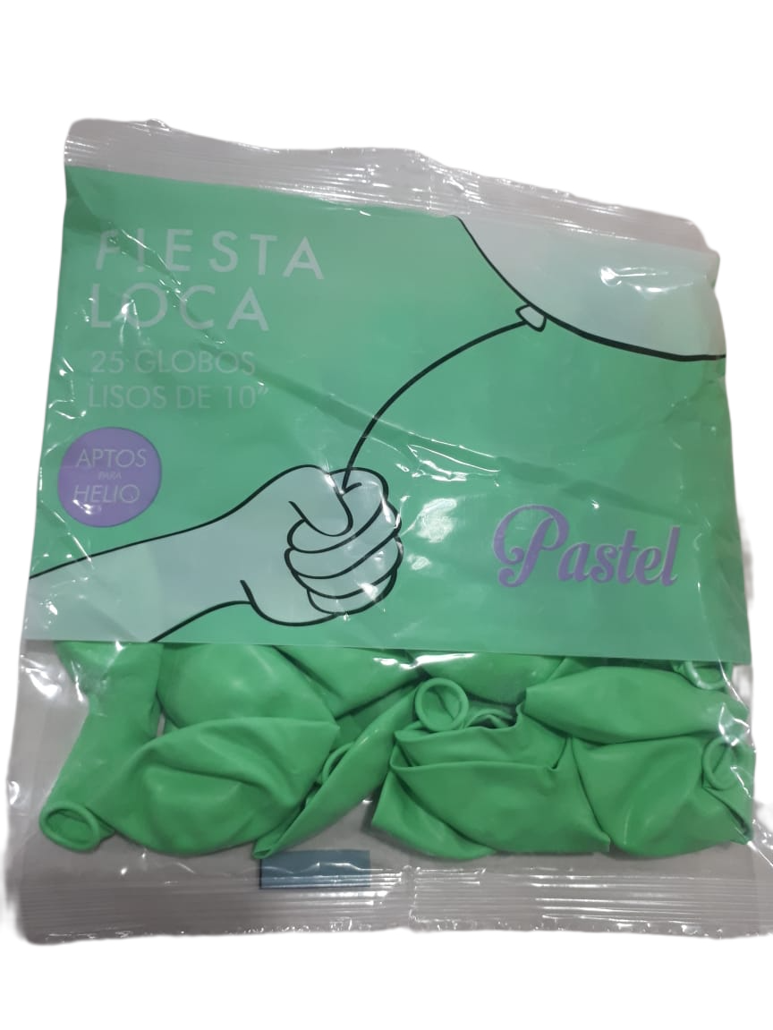 FIESTA LOCA GLOBOS 10P. VERDE PASTEL X25