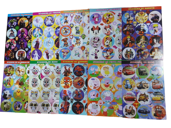 MAXI.STICKERS MOTIVOS TV PLANCHA X12 UNID.   ARGENTINA LABUBU CAPIBARA RIVER BOCA STITCH