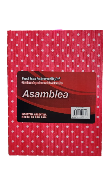 CUADERNOS ASAMBLEA LUNARES 16X21 ROJO 50HJS