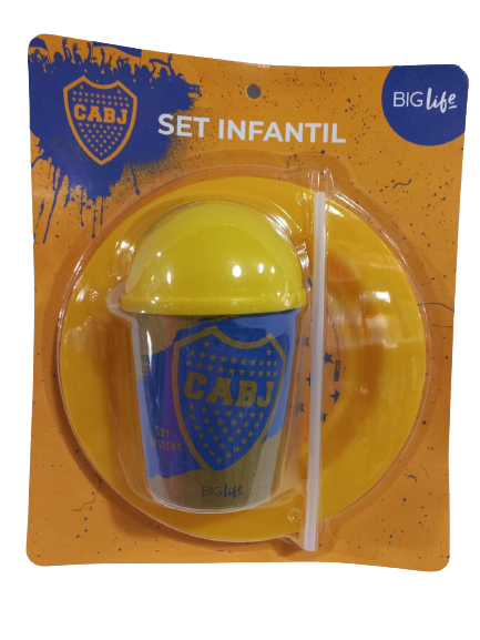 ORI.SET INFANTILES BOCA JUNIORS E/BL BSETINBOCA PLATOS + VASO SORBITOS