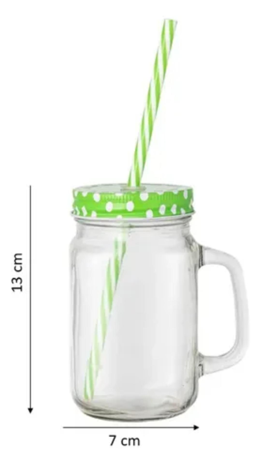 KK JARROS VIDRIO C/ASA 14CM Y SORBETE CA5640 330CC FRASCOS DECORADOS VINTAGE VASOS CHOPP