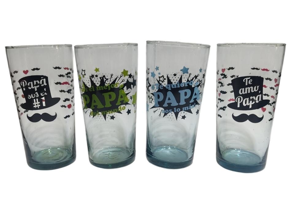 VASOS VIDRIO DIA DEL PADRE DECORADOS    800ML ALTO 21CM - 10CM