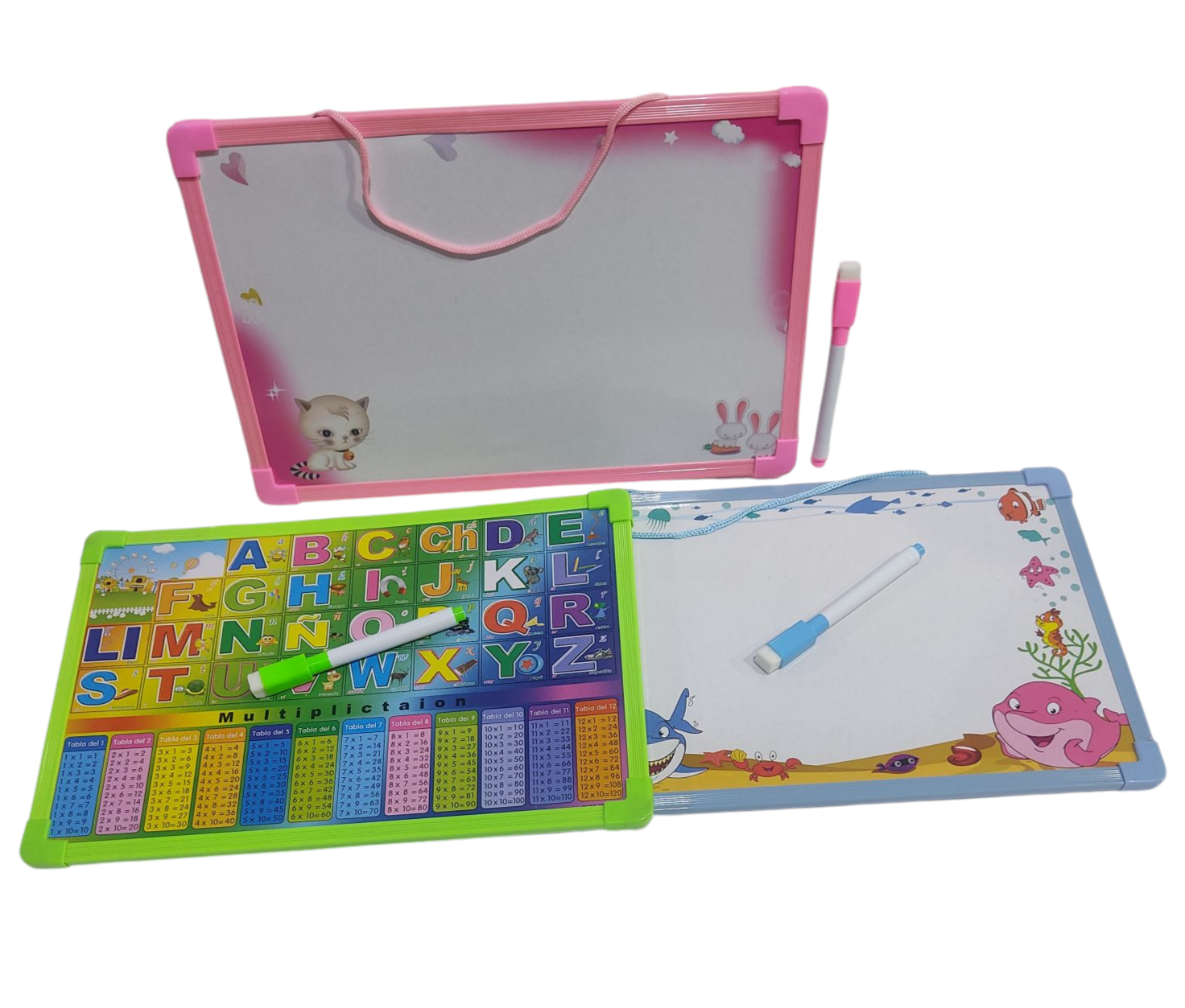 RENA.PIZARRAS GDE C/MARCADORES E/BOL    IL0337 TABLA MULTIPLICAR / ABECEDARIO 35X25CM