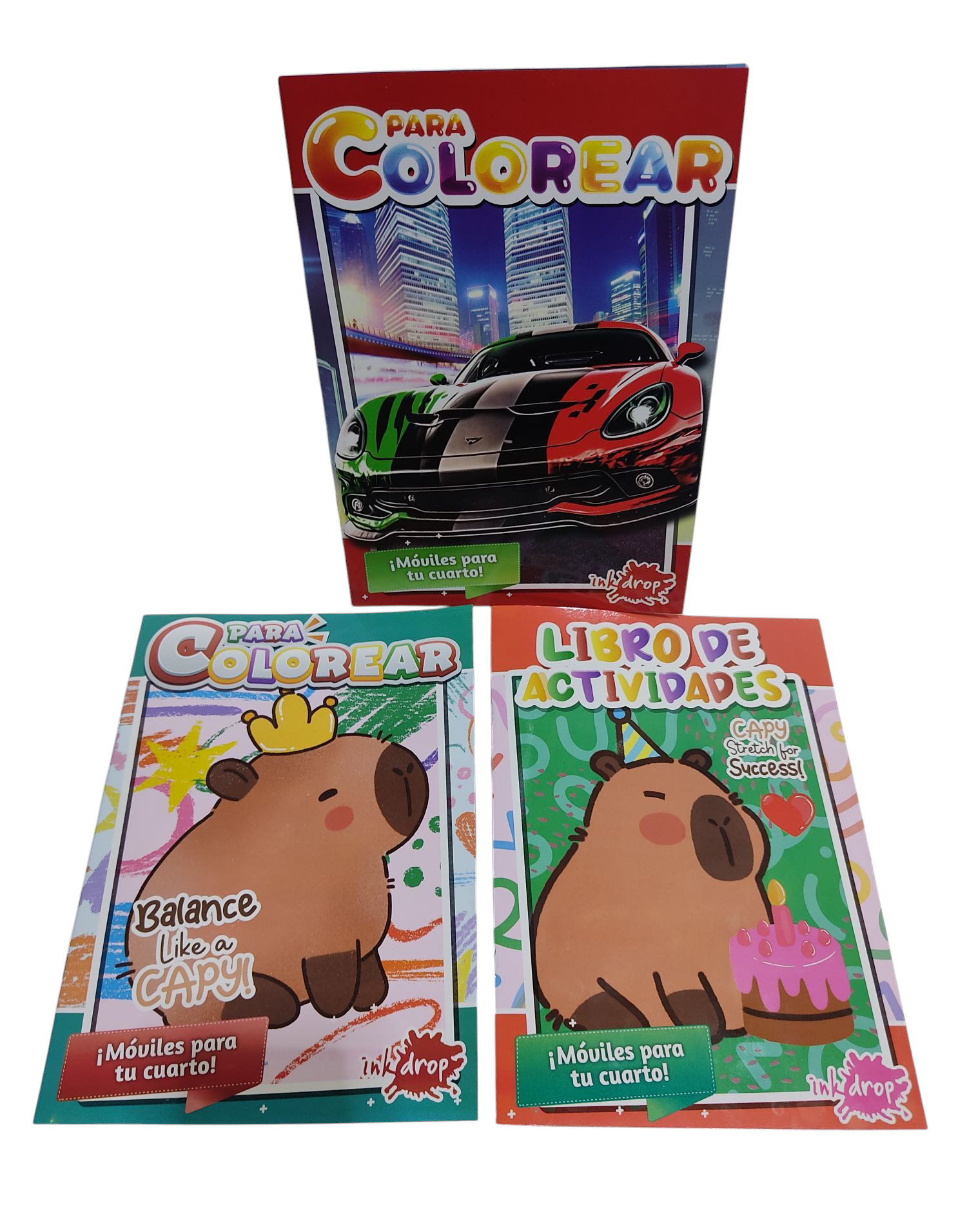 INKDROP LIBROS PARA COLOREAR/ACTIVIDADES  CAPIBARA AUTOS INFANTILES TAPA DURA