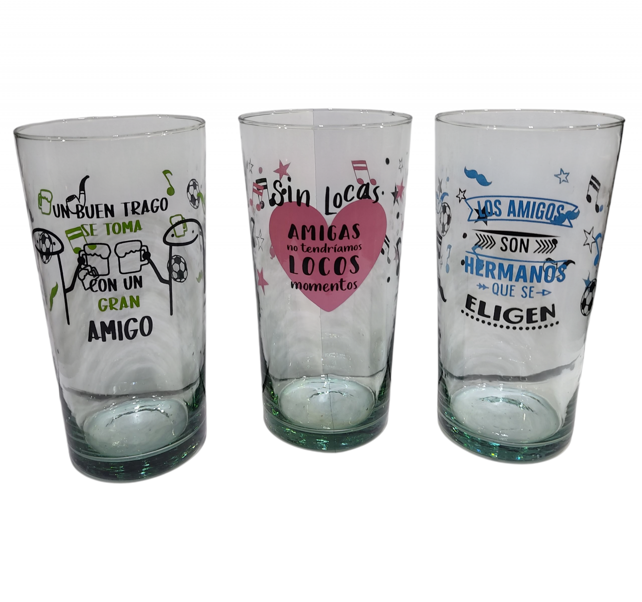 VASOS VIDRIO DIA DEL AMIGO 800ML ALTO    DECORADOS