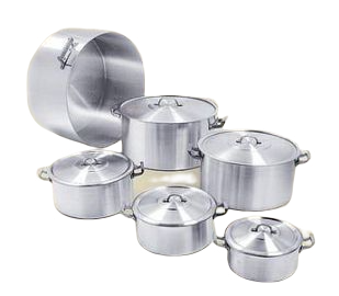 FRA.CACEROLAS ALUMINIO RECTA N28             OLLAS 29X13CM C/TAPA C/MANIJAS 8.6L