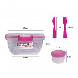 KK LUNCHERAS VIANDAS 2 SECC 1.7L NS249970    T/HERMETICA + CUBIERTOS 20X20X8CM ROSA-CELEST