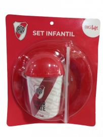 ORI.SET INFANTILES RIVER PLATE E/BL BSETINRIVE PLATOS + VASOS SORBITOS