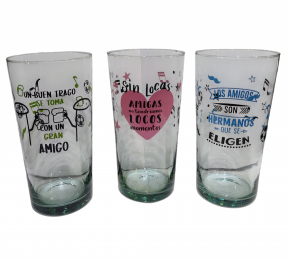 VASOS VIDRIO DIA DEL AMIGO 800ML ALTO    DECORADOS