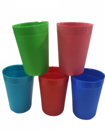 DRAZ VASOS PLASTICOS 430CC ALTO 11CM DIAM7CM VERDE-ROJO-TURQUESA-AZUL-ROSA